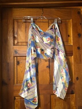 Floral Pastel Scarf - Soft Blue & Lavender